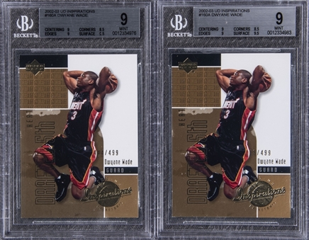 2002-03 Upper Deck Inspirations Gold #160A Dwyane Wade Rookie Card (#/499) BGS-Graded Pair (2)